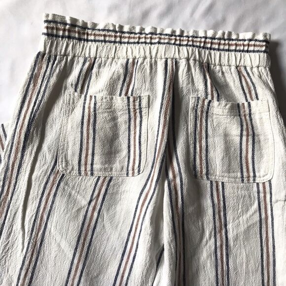 JOLT Womens Cream Stripe Wide Leg Linen Blend Pull On Tie Pants Sz S Boho Chic - Picture 10 of 10